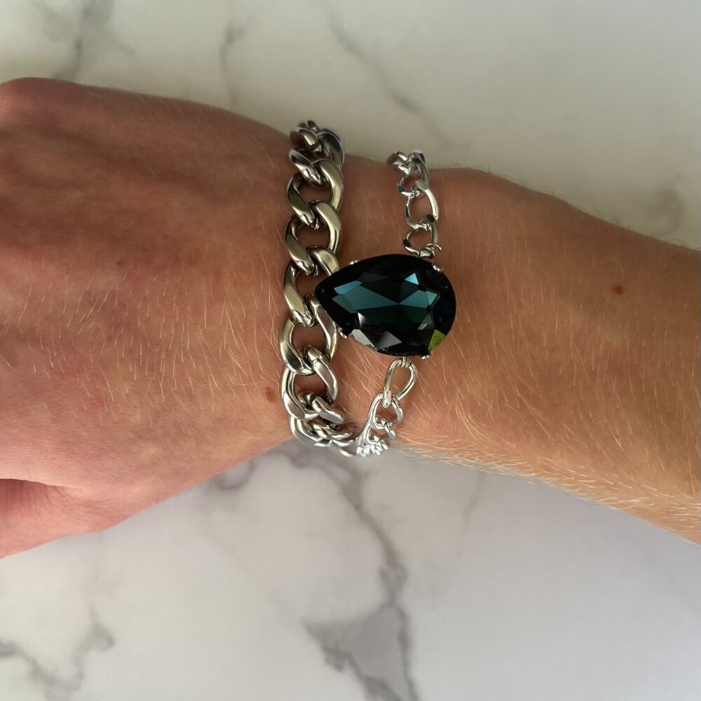 Swarovski Crystal Pear Shaped Bracelet - Hypoallergenic - Gift, Woman, Man - Picture 7 of 8